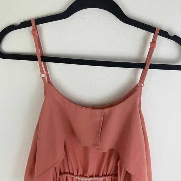 TOBI Womens Front Ruffle Adjustable Spaghetti Strap Scoop Neck Pink Dress Small - Picture 4 of 10